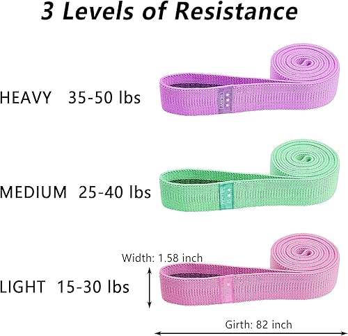 Miniatura 2 de Bandas de resistencia para entrenamiento, juego de 3 bandas elásticas largas para ejercicio con guía de entrenamiento y bolsa de transporte, bandas