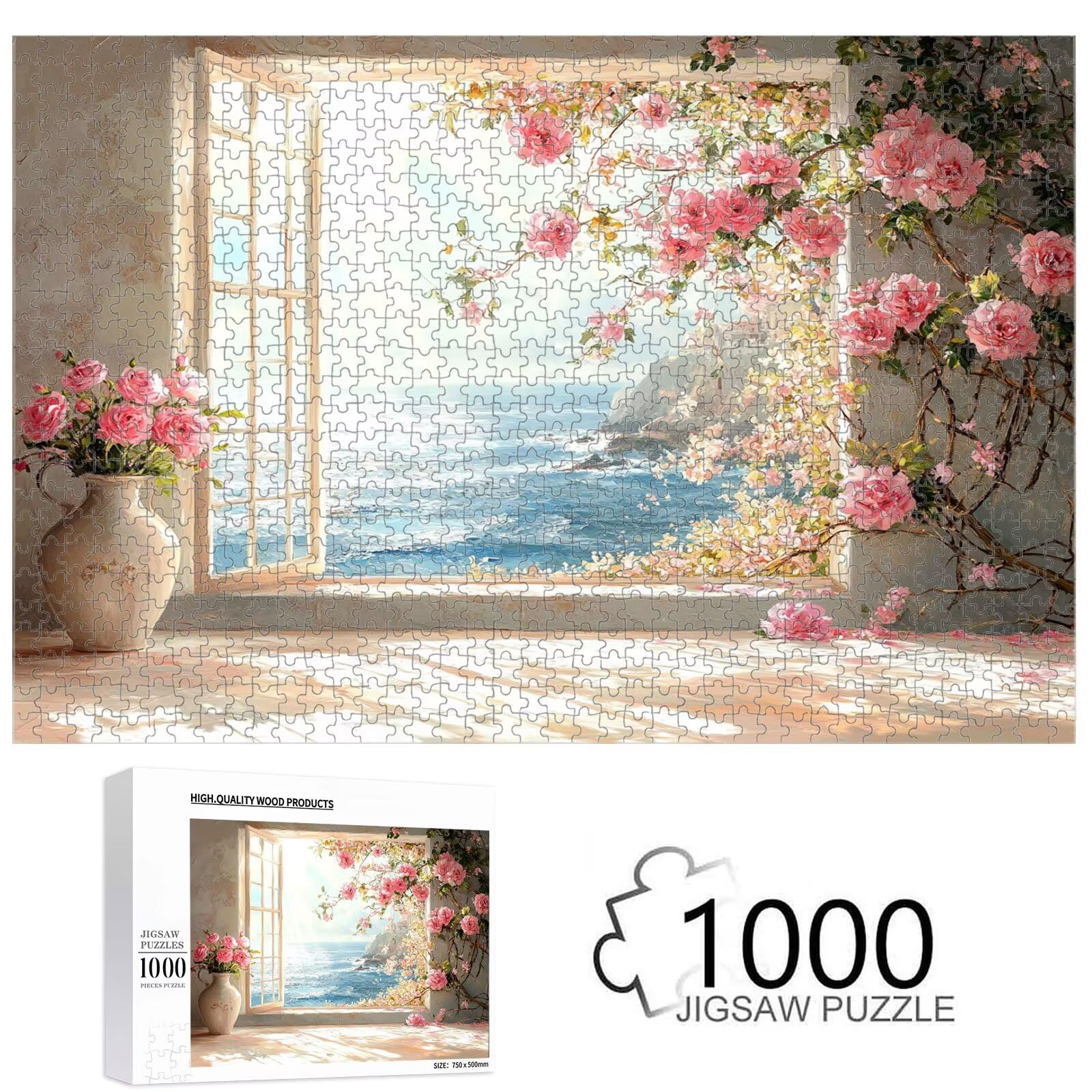 1500 Pezzi Puzzle Adulti - Fiore & Rosa - Decorazione Murale 1T#686