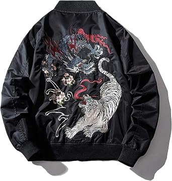 XYXIONGMAO Japanese Dragon Tiger Hip Hop Clothing MenS Bomber Jacket Oversized Street Windbreaker Flying Streetwear