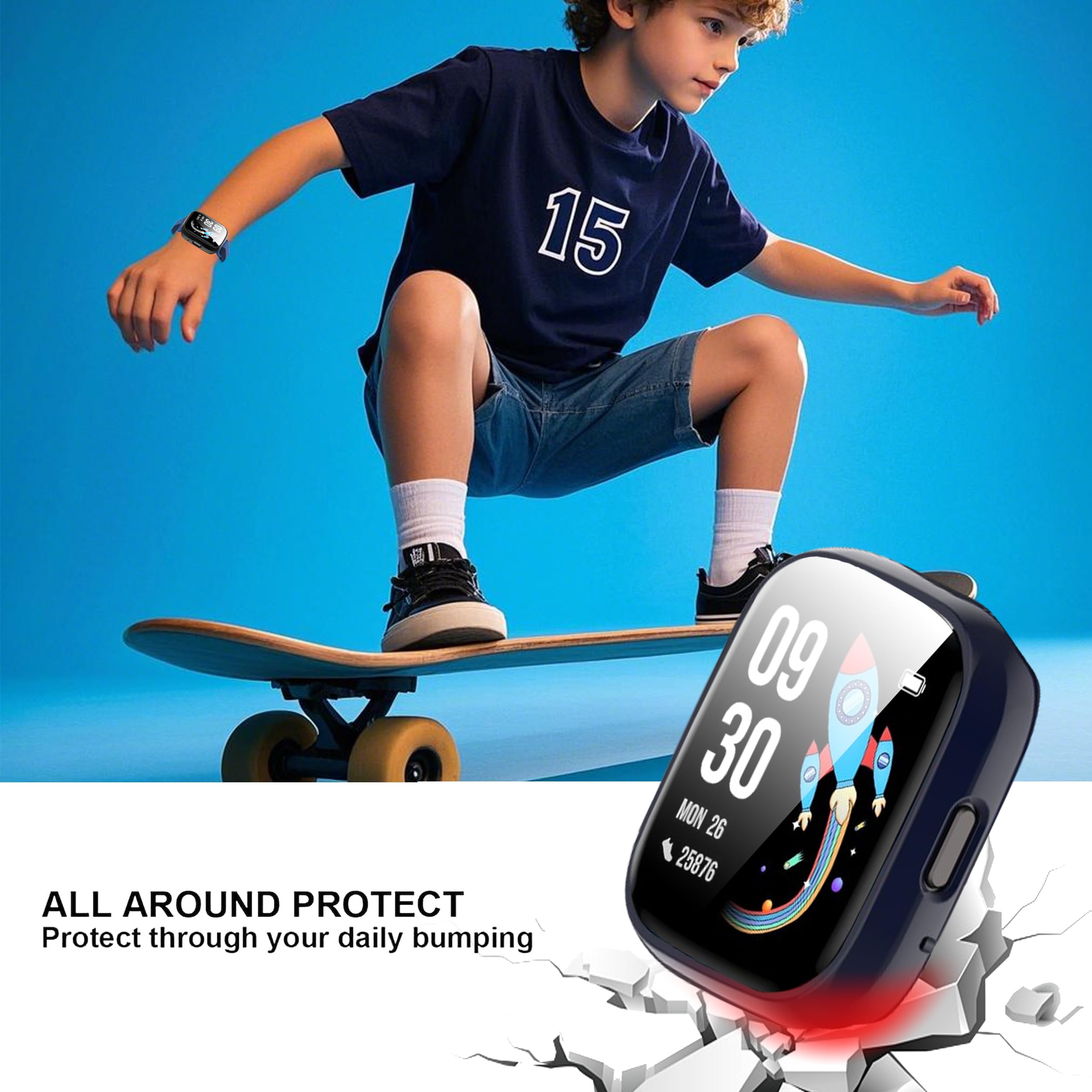 Lamshaw Coque Compatible avec Ice Smart Junior 2.0 1.75 Pouces SmartWatch, Coque avec Protecteur D'écran,[Anti-Rayures] [Ultra Mince Souple] Couverture Totale TPU (Noir Transparent