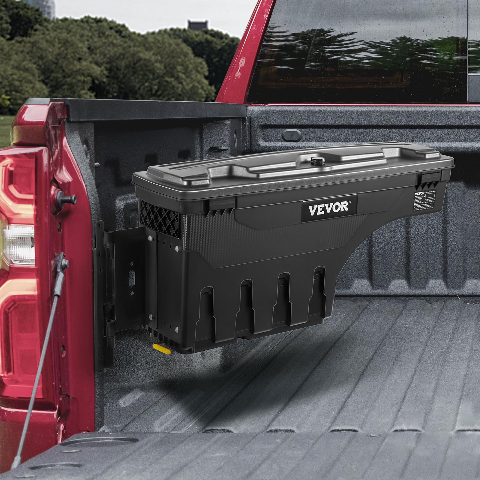 VEVOR Caja de Herramientas para Camión Capacidad 25 L Organizador de Maletero de Coche Material de ABS y Acero al Carbono Caja de Almacenamiento 925x280x425 mm con Pivote para Pasajero Chevy Silverado