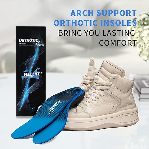 Miniatura 8 de Plantillas para fascitis plantar, insertos de soporte de arco alto para hombres y mujeres, pies planos resistentes, ortopédicos para aliviar el