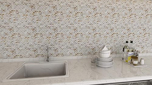 Vista 57 de Art3d - Azulejo de mosaico de concha de nácar para salpicadero de cocina / azulejo de pared de ducha, 12 x 12 pulgadas, azulejos de tipo metro sin