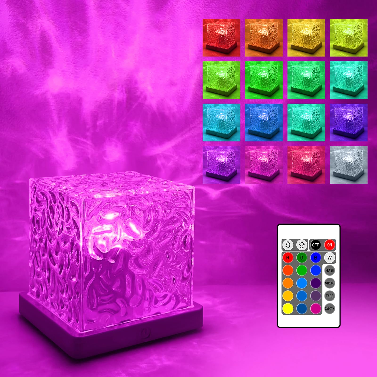 YATOSEEN Ocean Wave Projector Light,16 Colors Touch Lamp with Touch Control,3D Cube Lamp Galaxy Projector Light for Home Office Bar Restaurant