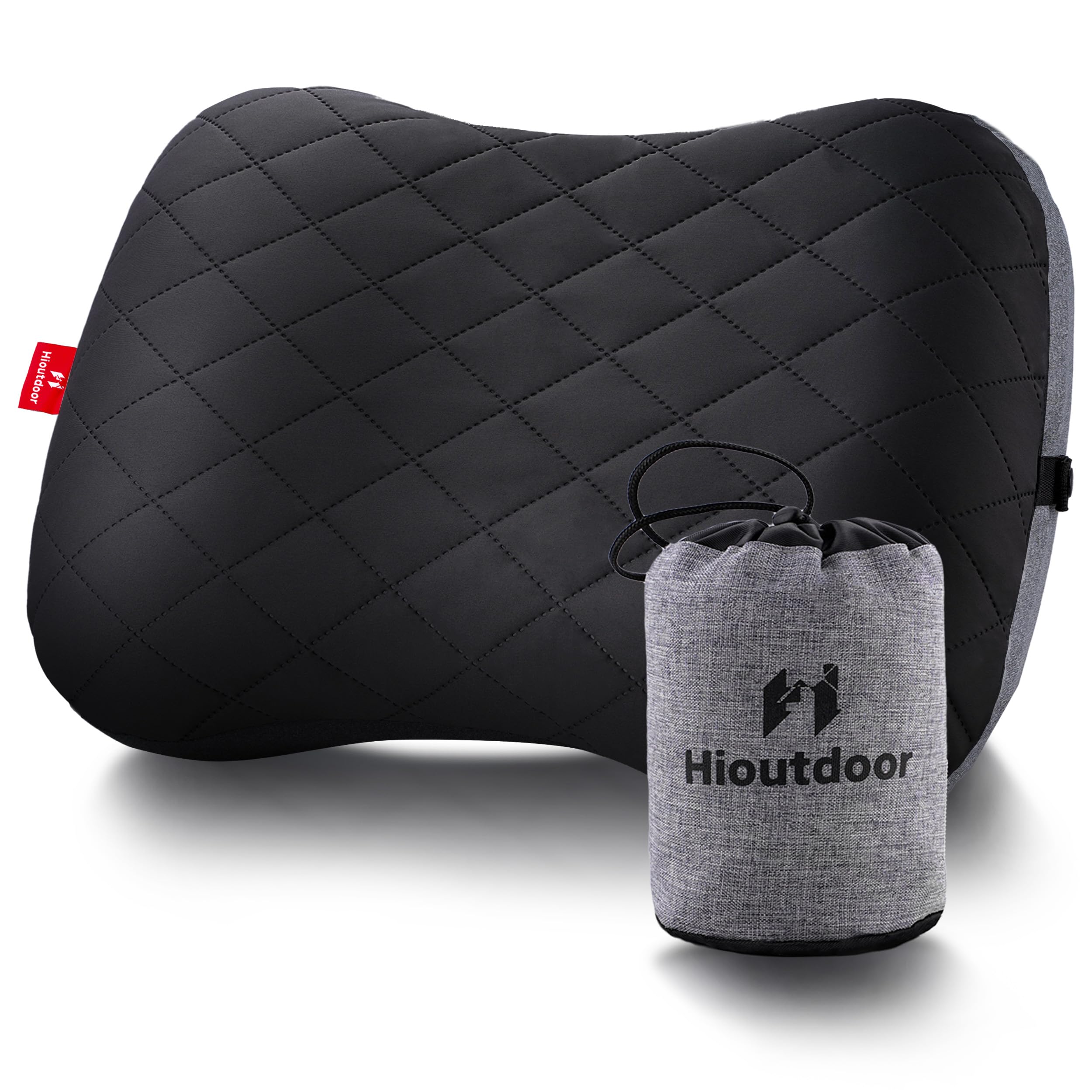 Hioutdoor Aufblasbares Kissen Kopfkissen für Camping mit Abziehbarem Kissenbezug Luftkissen Strand/Outdoor Ergonomisches Reisekissen Inflatable Travel Neck Pillow Bequemes Schlafkissen (Schwarz)