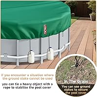 Vista 5 de LXKCKJ Cubierta redonda de piscina de 15 pies, cubiertas solares para piscinas sobre el suelo, protector de piscina interior con diseño de cordón