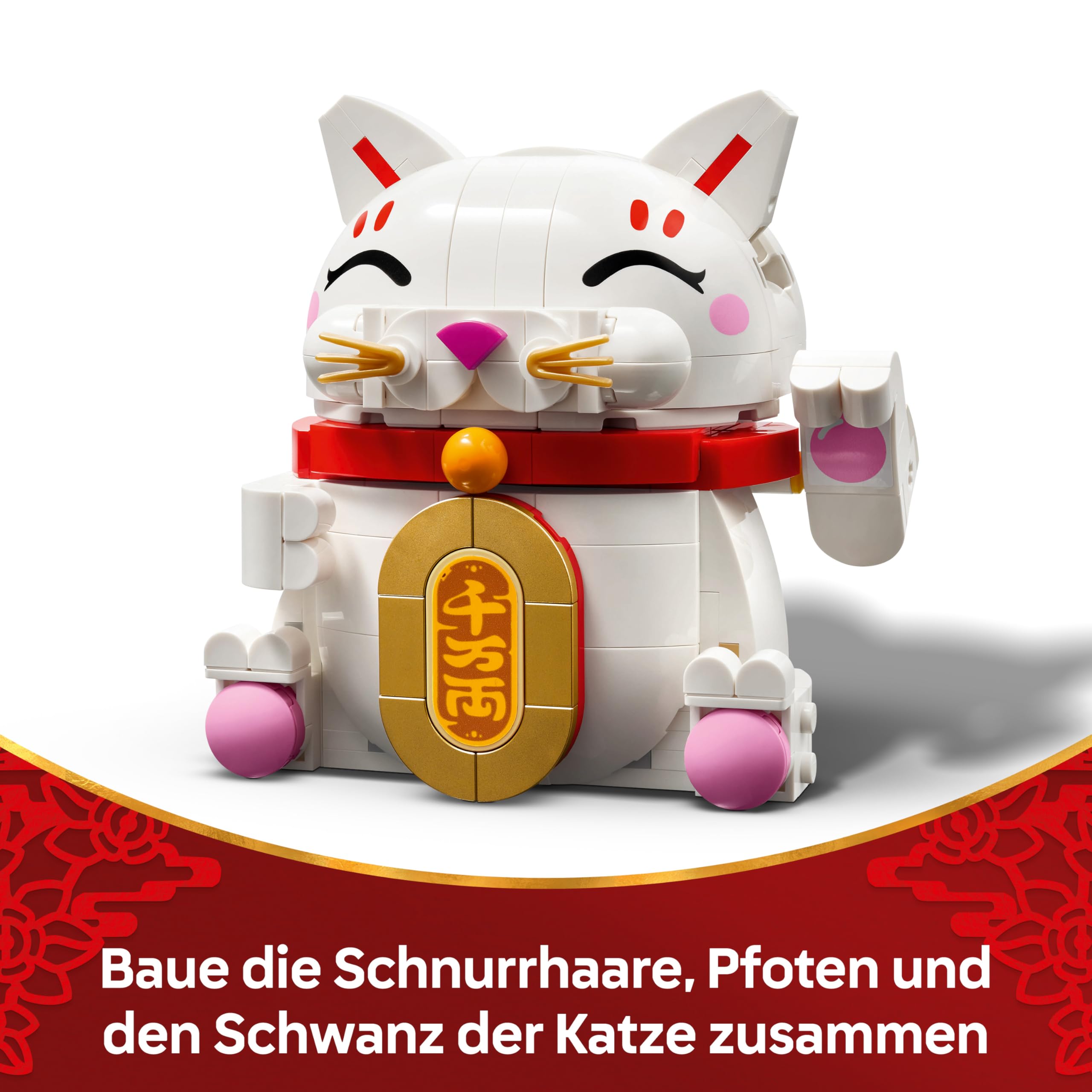 LEGO Glückskatze - Bauset für Erwachsene - Modellbau mit Tierfigur mit winkender Pfote sowie Goldmünze - Katzenfigur zum Bauen - DIY Deko Set - Kreatives Geschenk für Kinder & Erwachsene - 40813