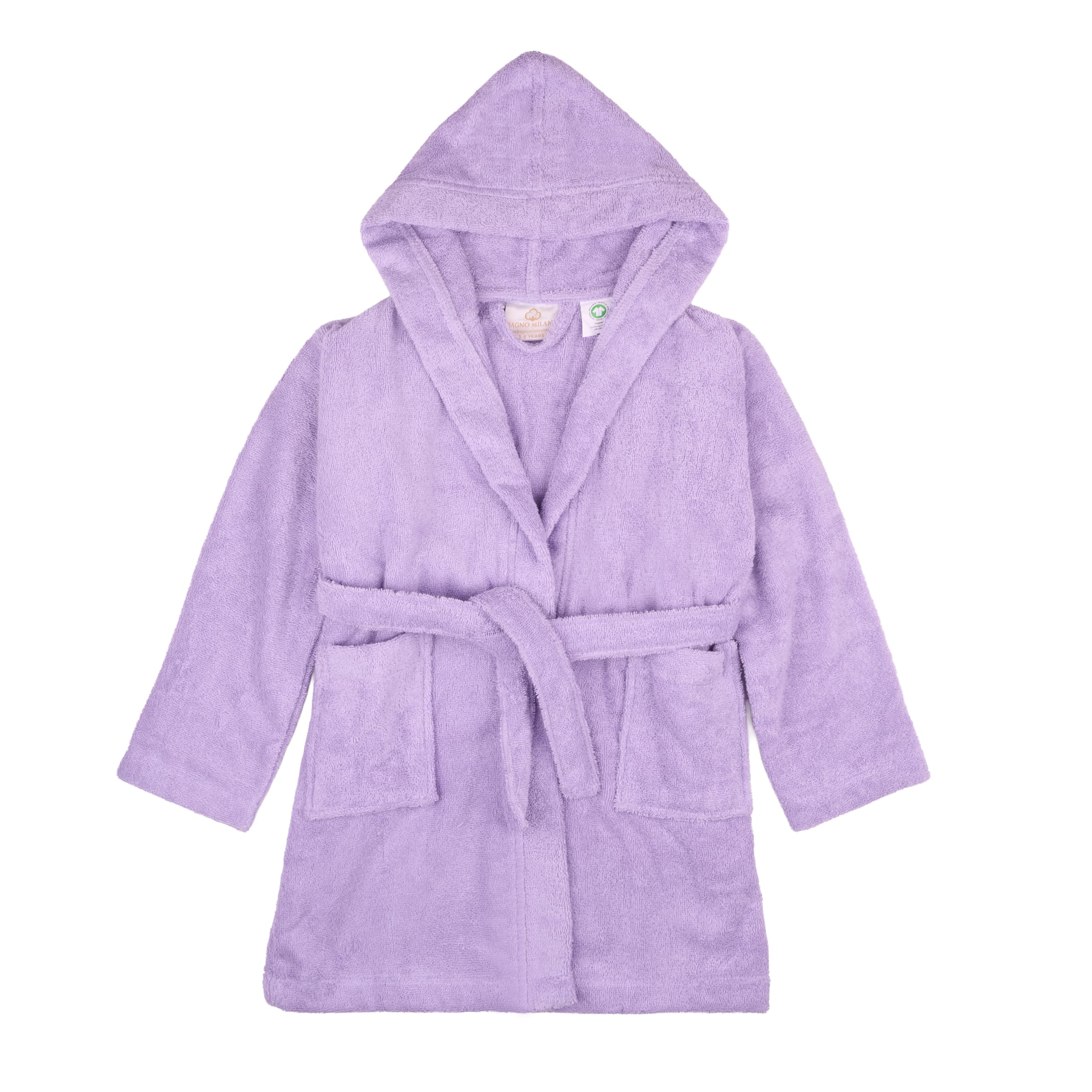 BAGNO MILANO Kids Organic Turkish Cotton Hooded Beach Cover-Up Towel, GOTS Certified, for Boys and Girls (Purple, 9-11 Years)