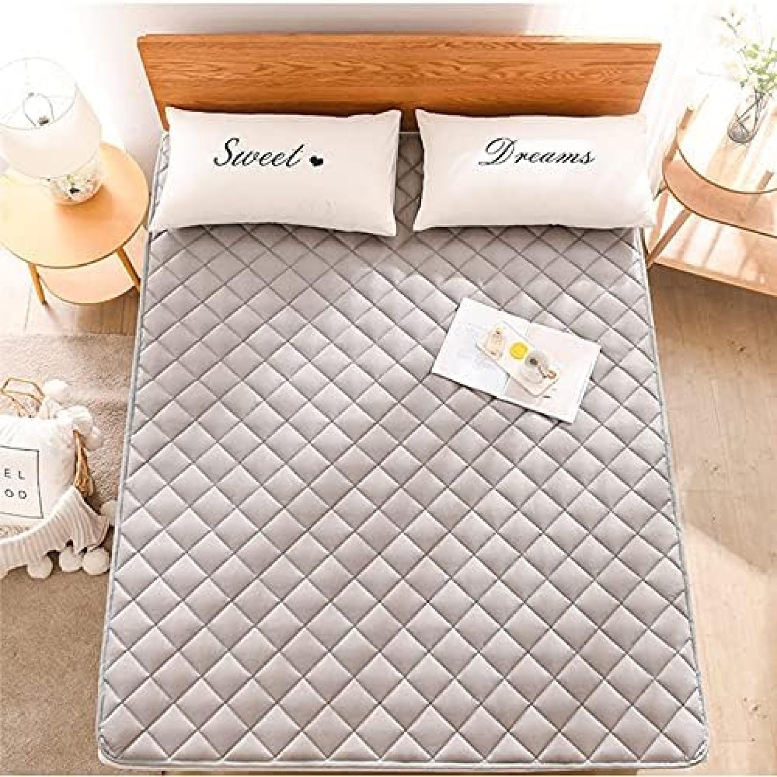 Materasso per Pavimento Sottile, Materasso Pieghevole Arrotolabile, Materasso da Campeggio Portatile per Tappetino Tatami, Materasso A Doppio Uso Giapponese in Puro Colore,C,180x200 Cm (70,8 * 78,7