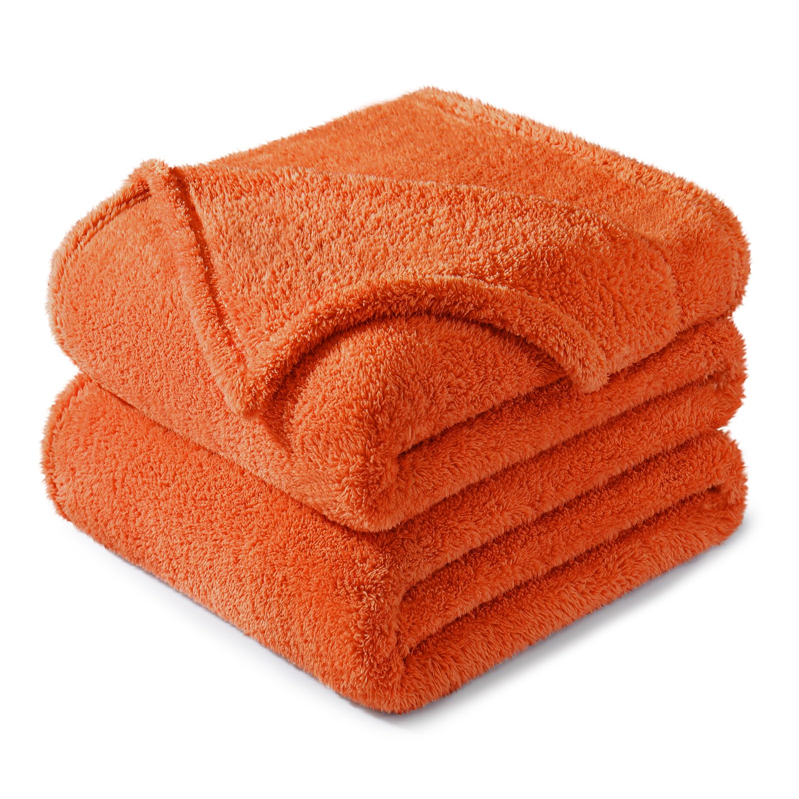 Exclusivo Mezcla Kuscheldecke Flauschig Fleecedecke Tagedecke 230x270 cm | Fleece Decke für Sofa und Bett, Kuschelige Wohndecke als Bettüberwurf, Plüschdecke für alle Jahreszeiten, Orange