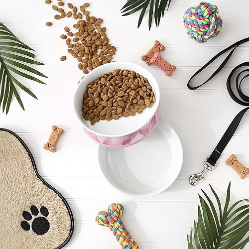 Miniatura 3 de Bone Dry Cuencos de cerámica antideslizantes para mascotas, aptos para lavavajillas, juego grande, 7.5 x 2.4, rosa, 2 unidades