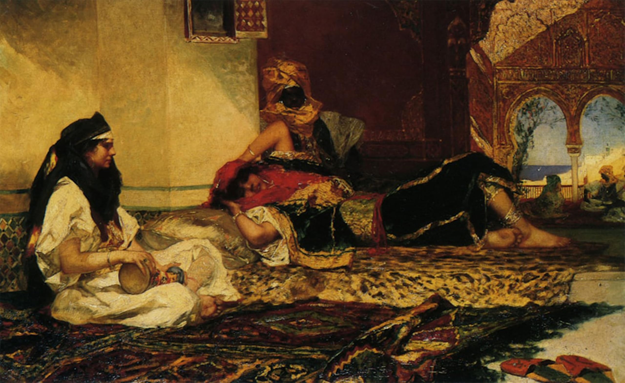 POSTERIIk Famous Modern Artwork Art Mural in the Harem by Benjamin Jean Constant Oil Paintings Pictures for Home Decor 60x90cm
