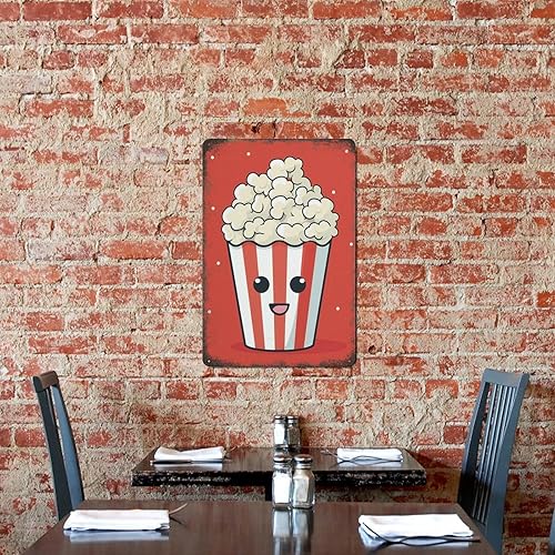 Miniatura 5 de Póster de palomitas de maíz Kawaii con diseño de palomitas de maíz, película y cine, arte de comida de dibujos animados, arte de metal de hojalata,