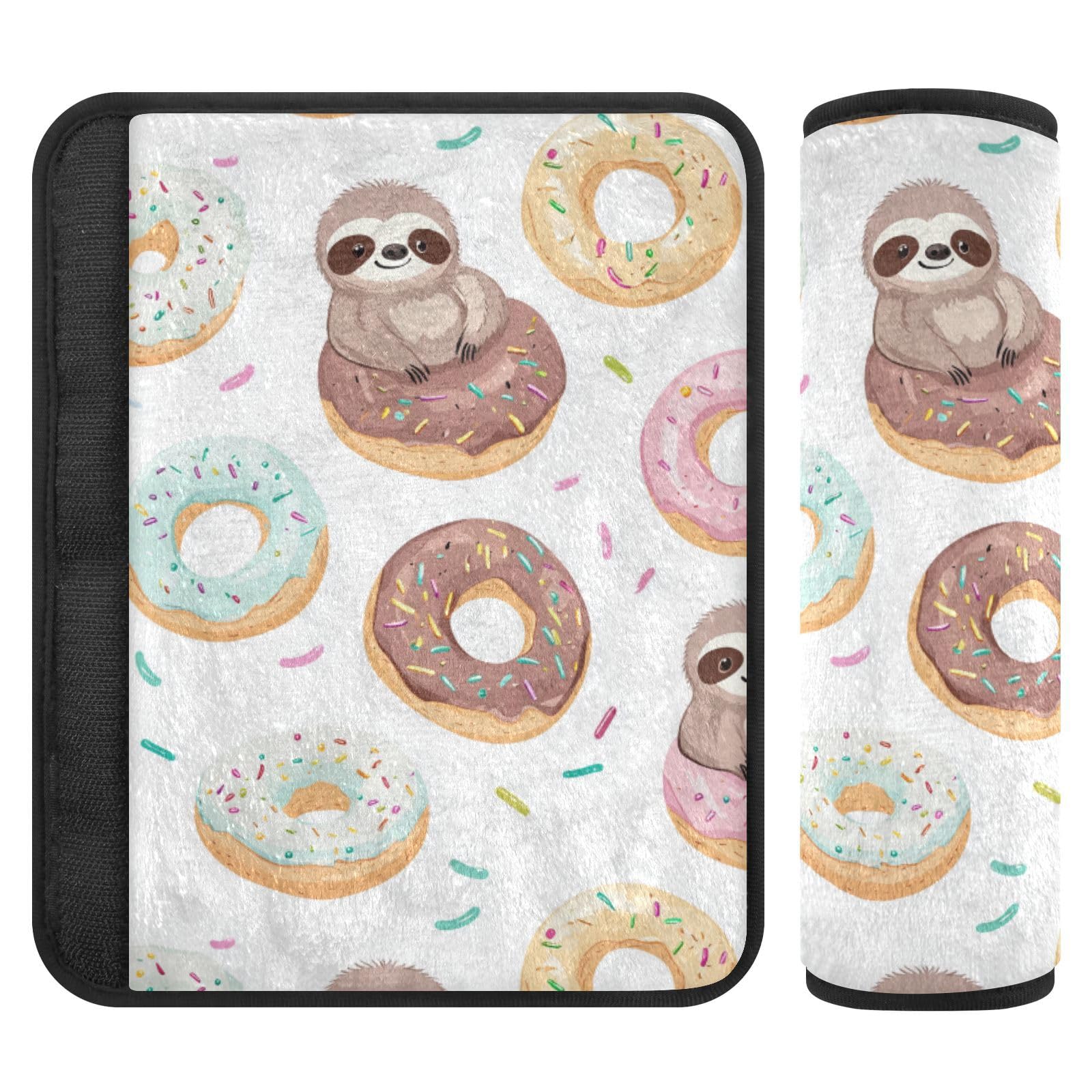 Seat Belt Covers 2 Pack Sloths Doughnuts Car Seat Strap Covers Super Soft Cute Car Seat Neck Cover for Boys Girls Adults Babies S
