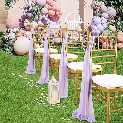 Miniatura 7 de Camino de mesa de gasa de 10 pies, paquete de 10 guirnaldas de gasa color morado claro, para despedida de soltera, fiesta, tela transparente para