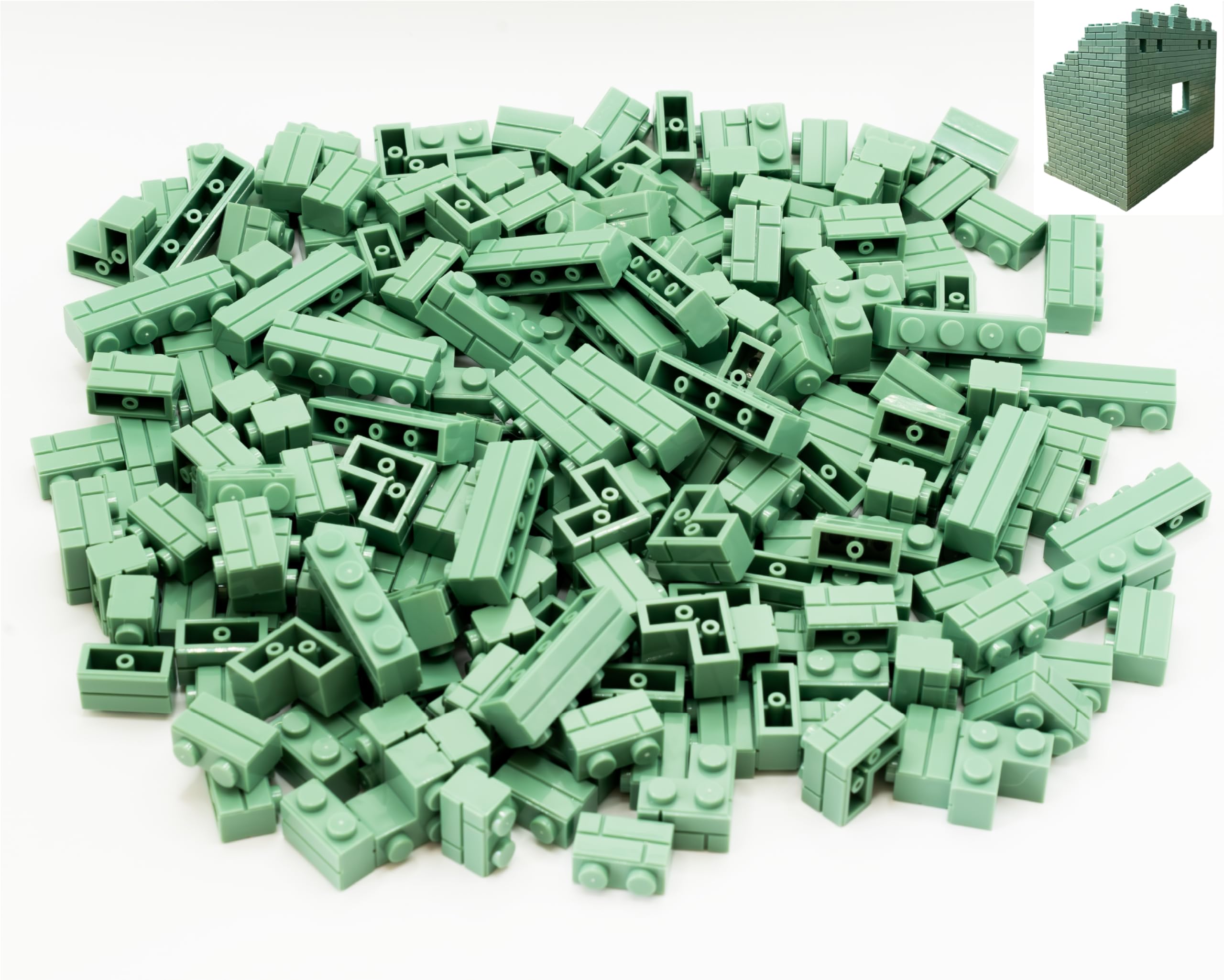 230 Pieces Masonry Profile Building Bricks Toy for Kids Multiple Colors DIY Building Block for Wall Parts and Structures Compatible with Major Brands (Green)