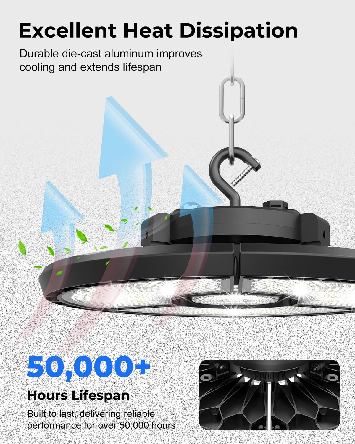 4 Pack LED High Bay Light 300W 45 000LM UFO LED High Bay Light with Hook and 6 — view 2