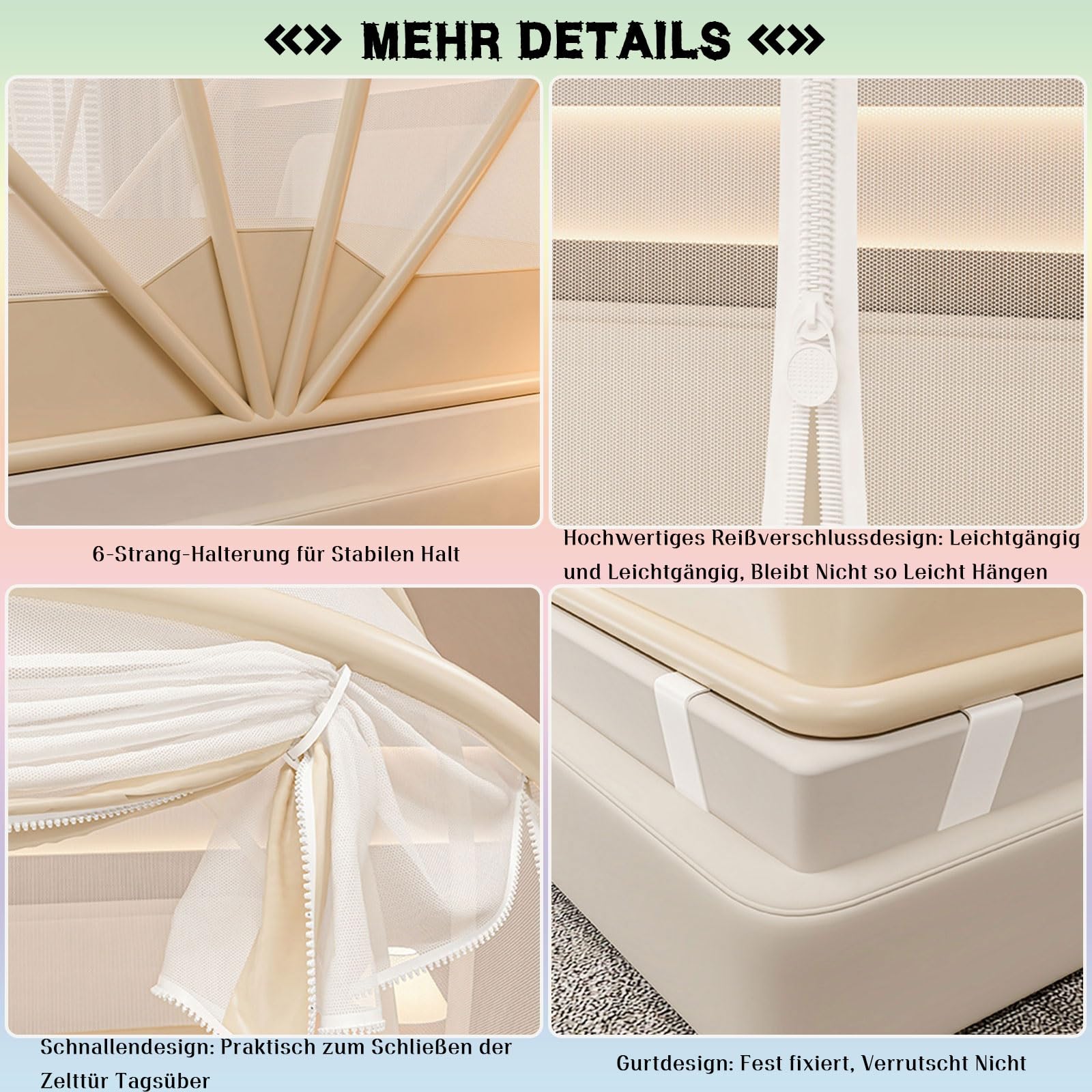Faltbares Moskitonetz Pop Up Mückennetz Reisen Tragbares Verschlüsselung Feinmaschiges Mosquito Netz mit Reißverschluss Installationsfreies Moskitonetz Ideal für Indoor Zuhause Outdoor Camping