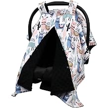 Bebek Oto Koltu u Canopy Kapak - Siyah Minky Dot ile  mparator Llamas