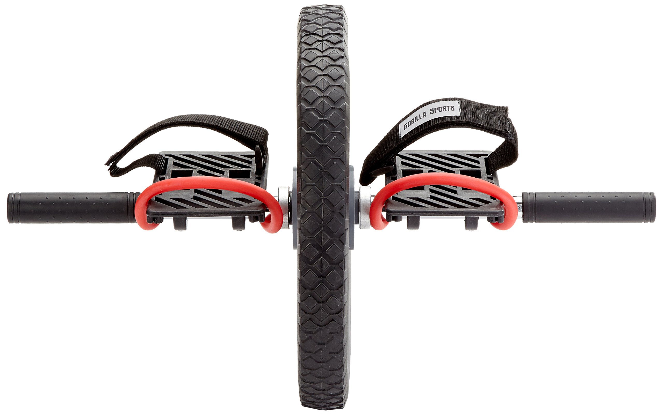 GORILLA SPORTS® Ab Roller mit Pedalen, Fußschlaufen und Profilreifen
