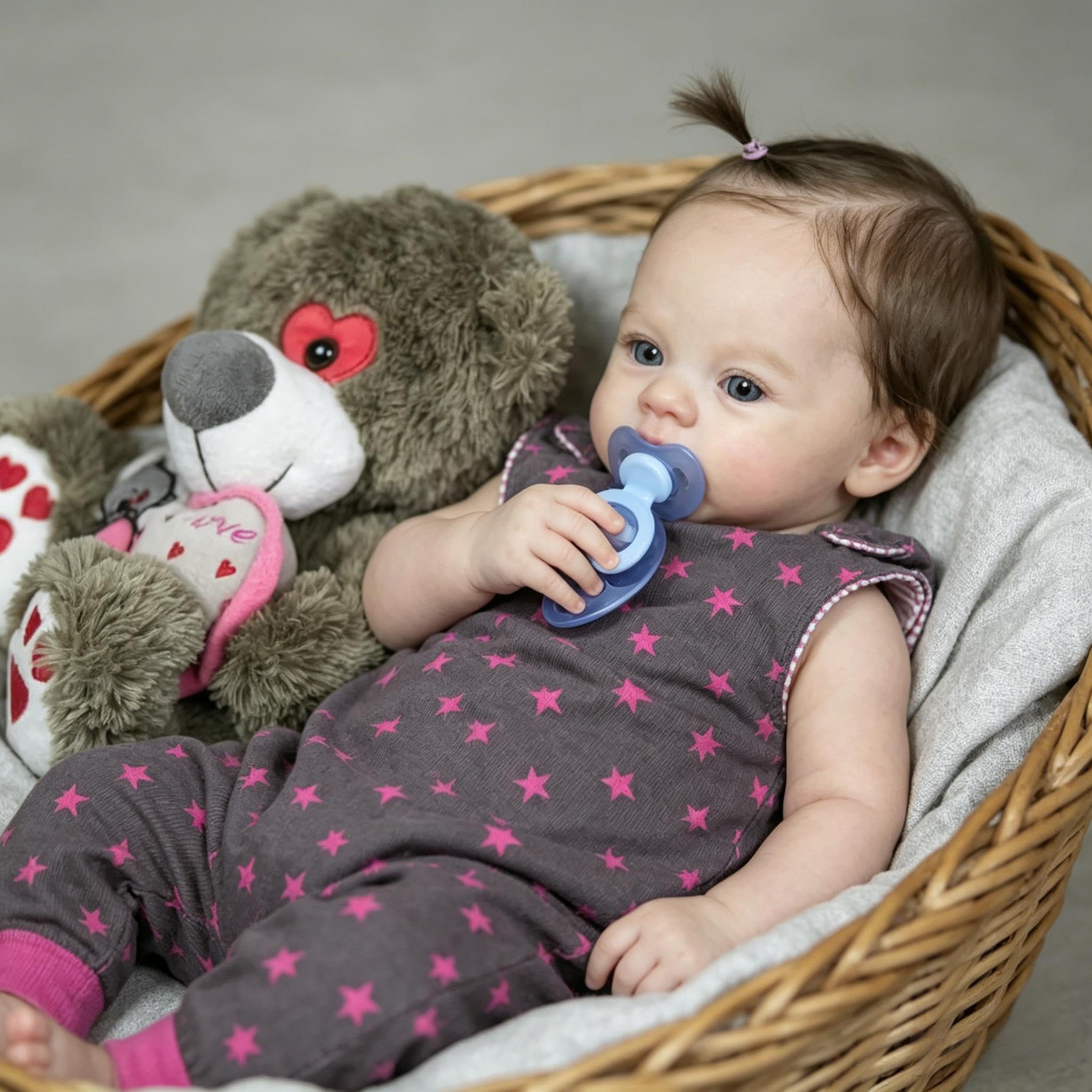 RXDOLL Reborn Baby Dolls silikonowe winylowe na całe ciało, 45 cm, realistyczna lalka niemowlęca, realistyczne, noworodki, wyglądające jak prawdziwe życie, pełne silikonowe lalki Reborn z niebieskimi