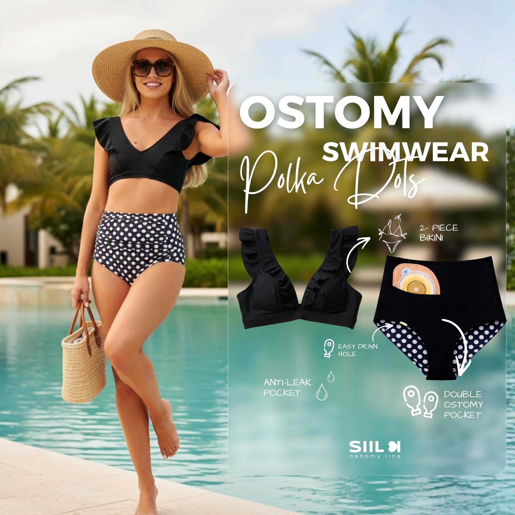 SIIL Copri-borse per stomia da donna, per stomia, per colostomia, ileostomia, urostomia, prodotti in Europa