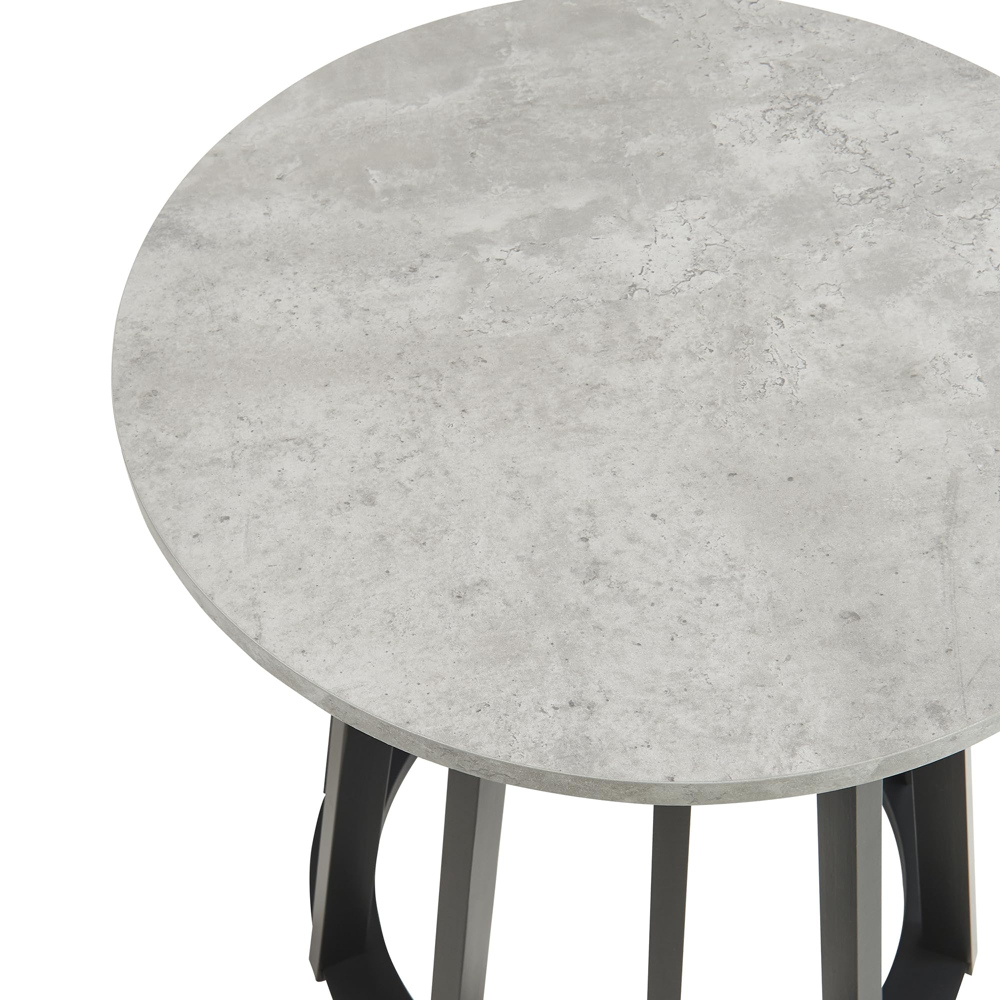 [en.casa] Table d'Appoint avec Plateau Rond Bout de Canapé Table Basse Guéridon Design Intemporel pour Salon Chambre Bureau MDF Bambou 48 x 48 cm Effet Béton Noir