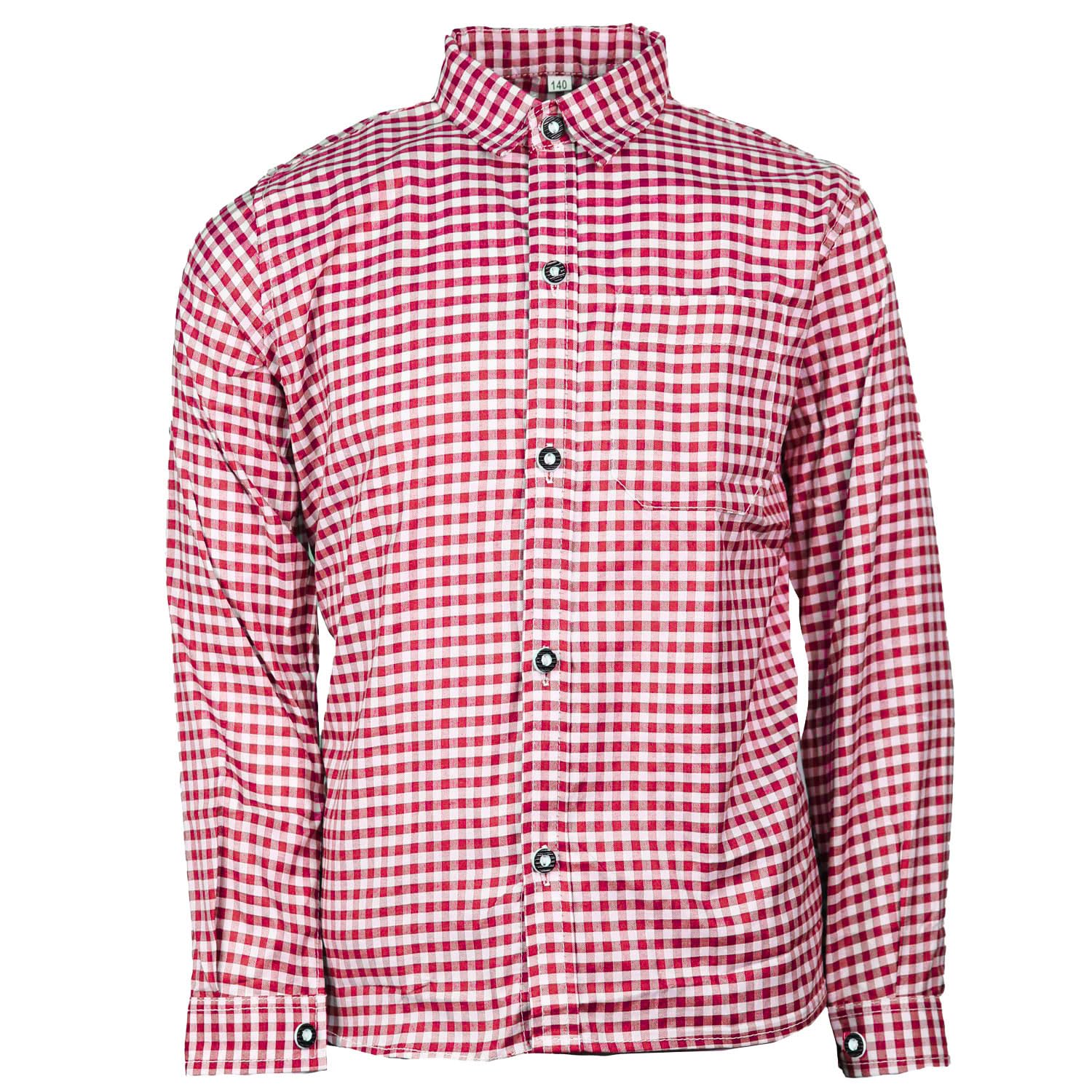 Leo - Pantaloni in Pelle per Bambini, con Camicia, Colore Nero Colore: Rosso 8 Anni