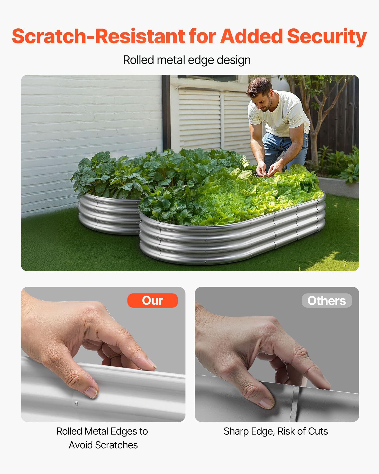 VEVOR Potager Surélevé Métal 180x90x29 cm Carré Potager Surélevé Galvanisé Lit de Jardin Fond Ouvert Bac de Jardinage pour Culture de Légumes, Fleurs, Herbes Aromatiques, Plantes Grasses, Argenté