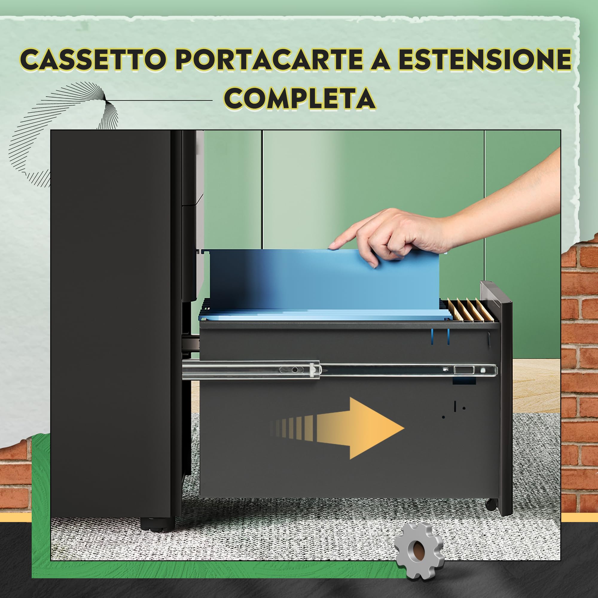 DEVAISE Carrello Portadocumenti con 3 Cassetti Bloccabili, Mobile Ufficio Multifunzione, Scaffale Stampante e Cassettiera con Ruote,Nero