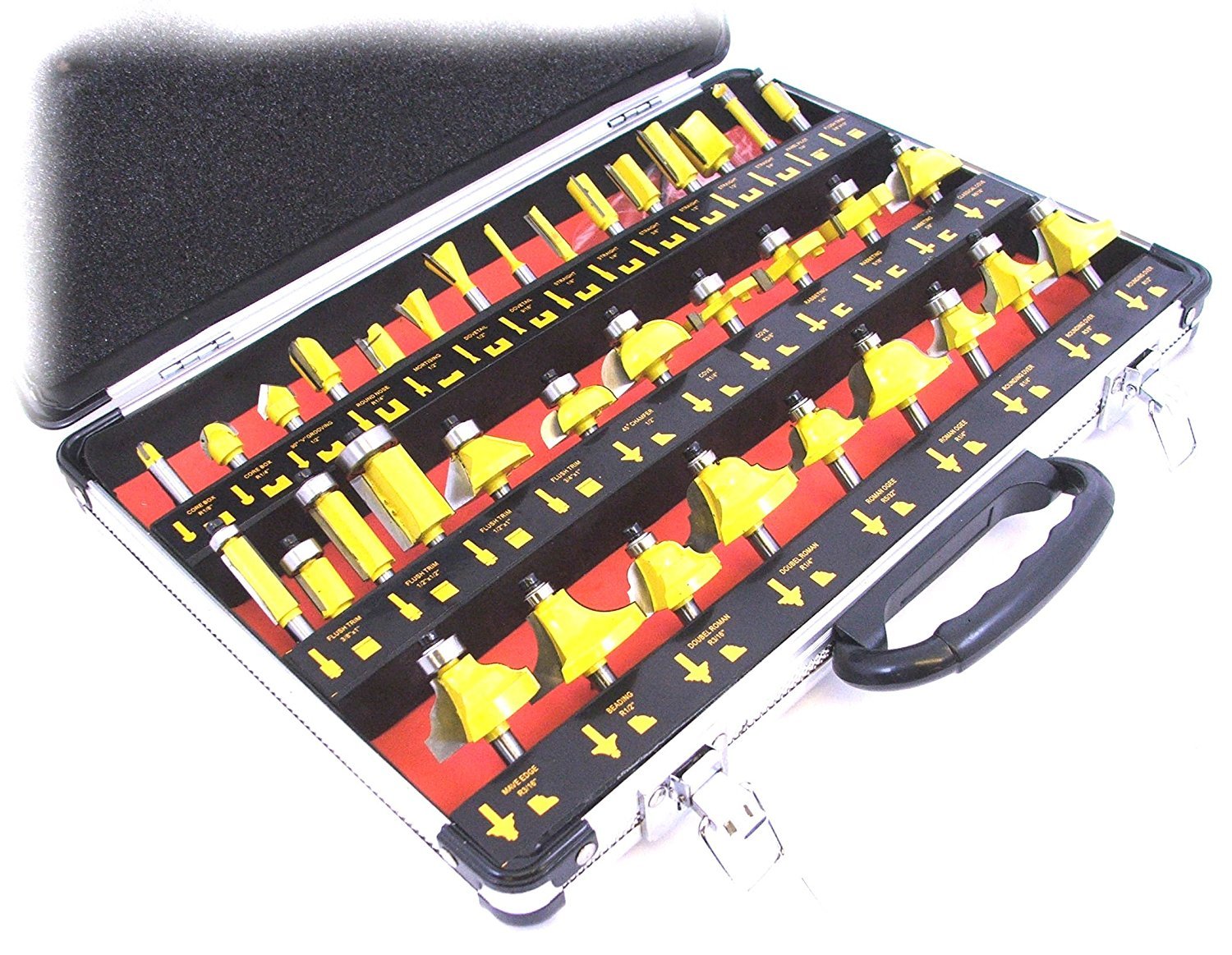 Toolzone 35Pc 1/4" Shank Router Bit Display in Case