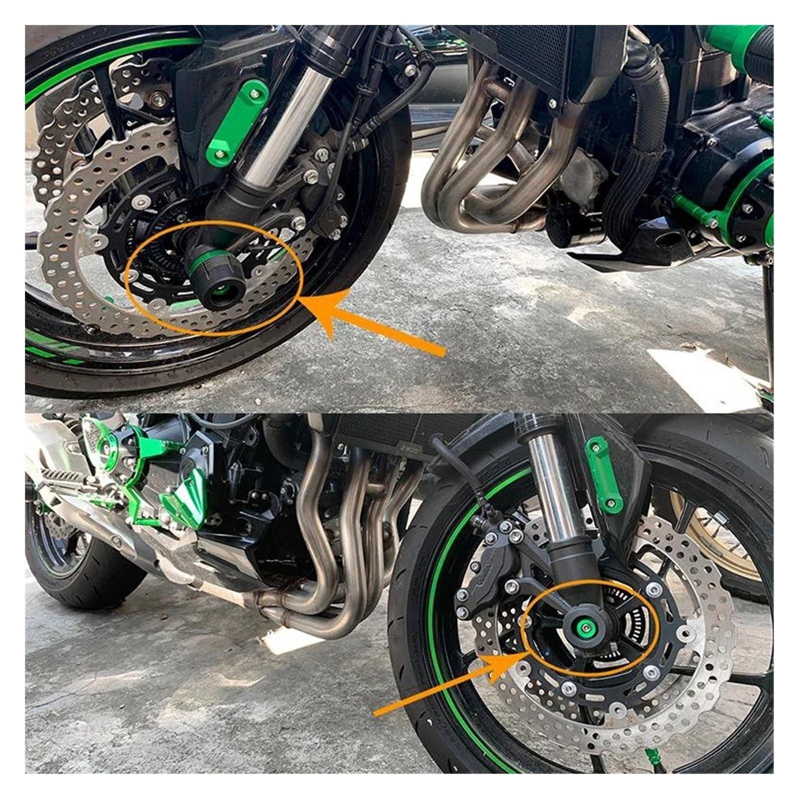 Motorrad-Vorderrad-Achsen-Gabel-Sturzpad-Radschutz Für Kawasaki Für Z900 Für Z650 Für Z800 Für Z900 650 800 Antikollisionsblock Sturzschutz Sturzpads Schieberegler(Titan)