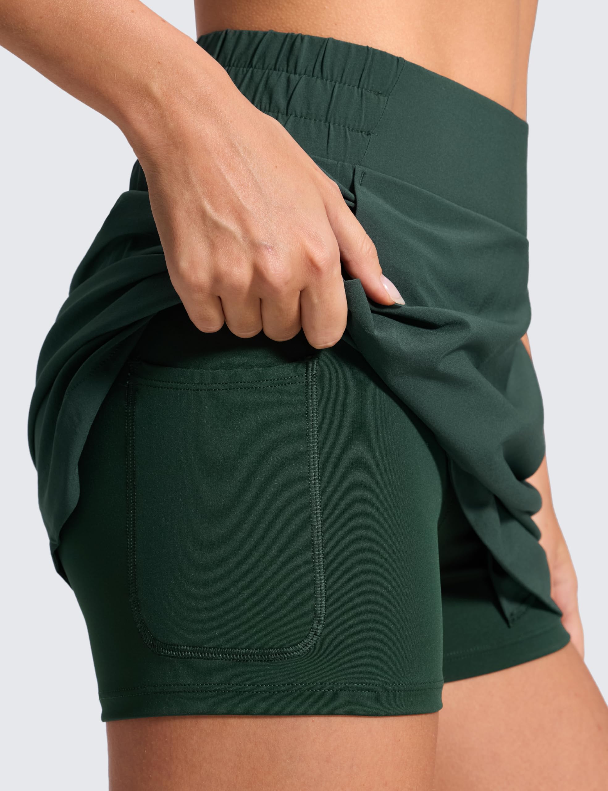 CRZ YOGA Damen High Waist Golfrock Tennisrock Hosenrock Hose Sport Rock mit Taschen Leichte Tennis Skirt Skort Sportrock