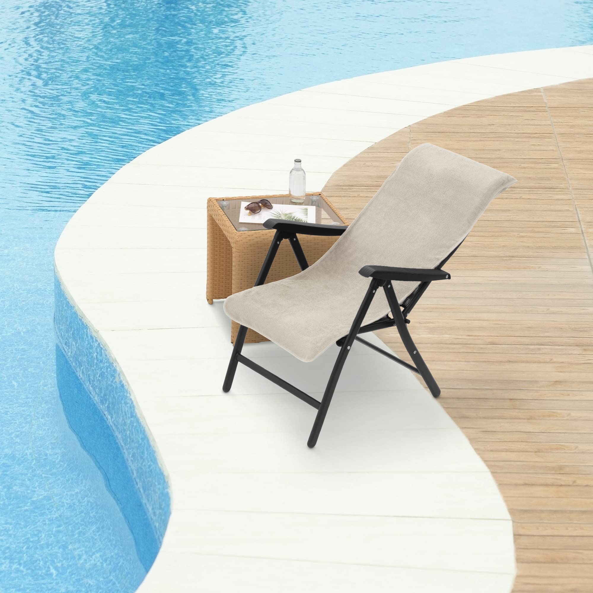 JEMIDI Housse Chaise Longue - Protection Chaise de Jardin 130 x 60 cm en Coton - Serviette Grande Taille pour Plage Piscine Bronzage