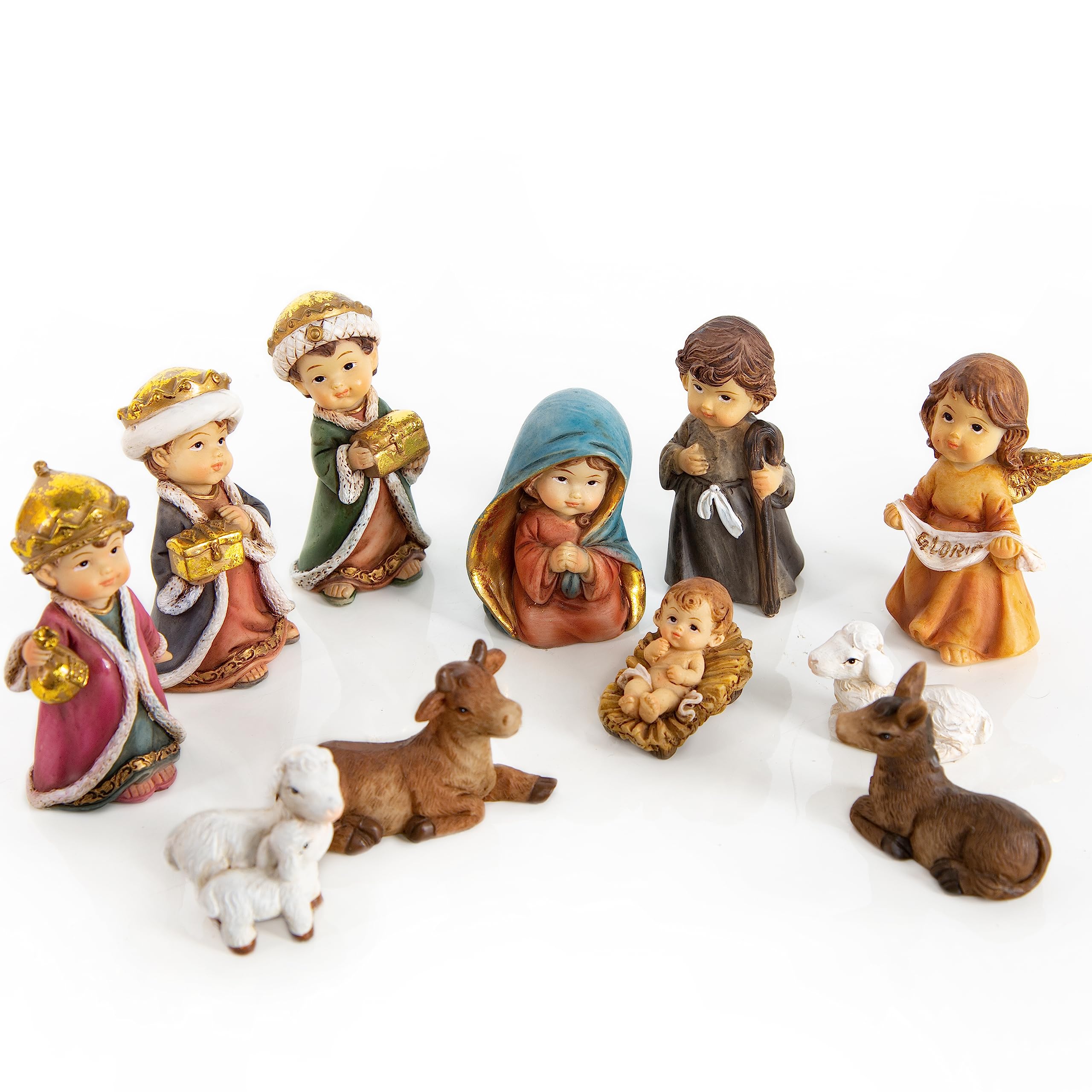 Logbuch-Verlag Pesebre Nacimiento belén 12 figuritas Infantiles Decorativas 4-7 cm - decoración de Navidad Pesebre Infantil