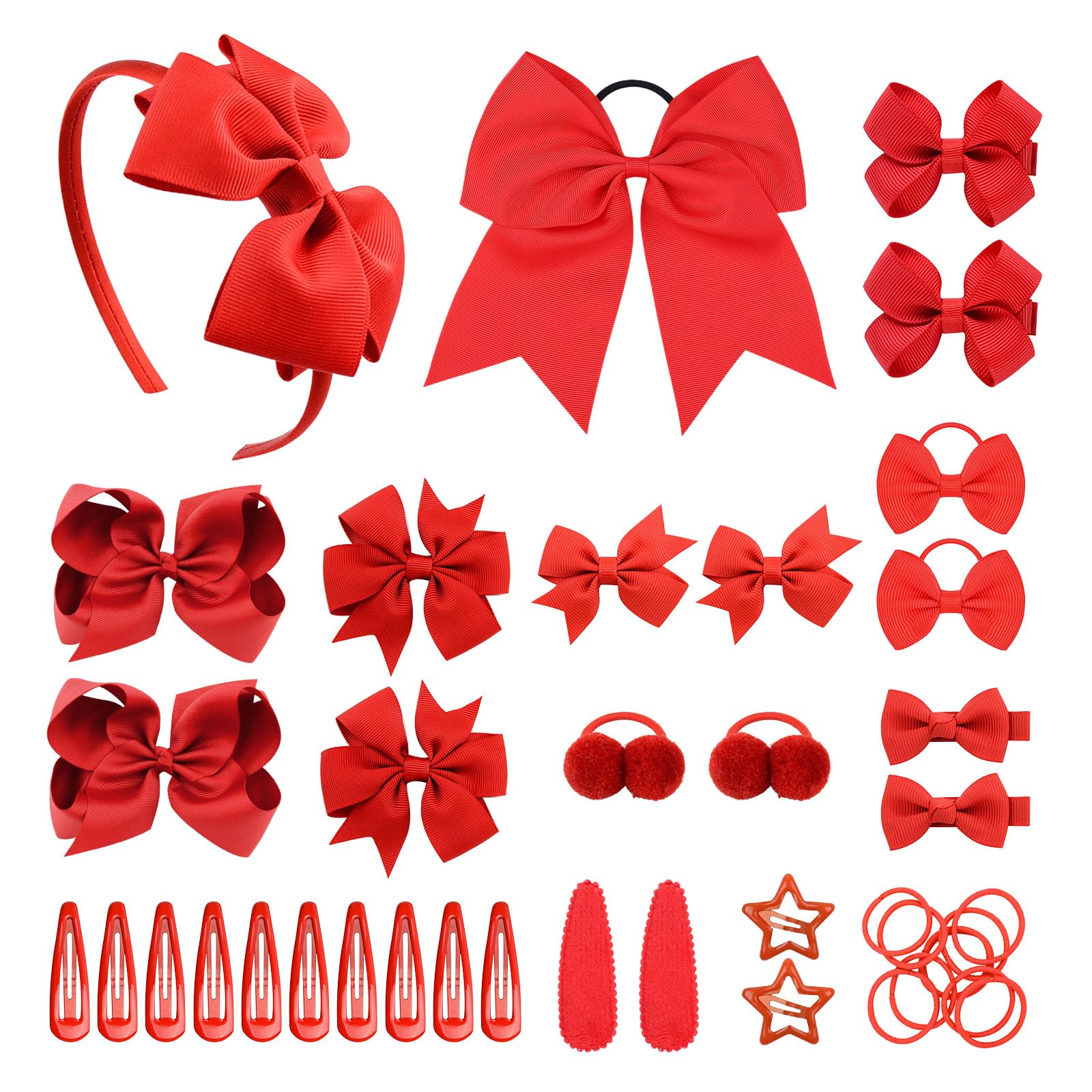 SKHAOVS 40 piezas Rojo Gomas Pelo Niña Ganchos para el pelo para bebés y niñas mini lazo Elástica Mini Bandas de Pelo Lazos de Pelo bandas para el pelo para niñas y niños pequeños (Rojo)