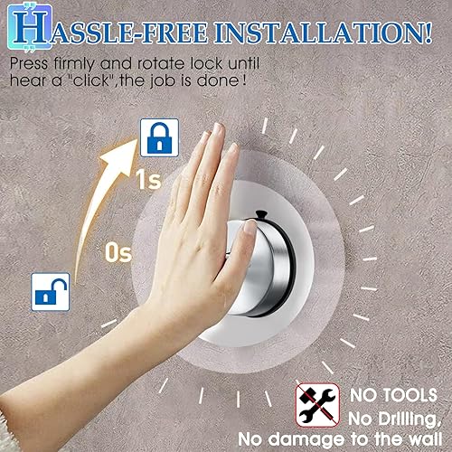 Miniatura 2 de WAYCOM Ganchos de ventosa para ducha, 2 ganchos de toalla para pared de baño, ganchos de ducha de acero inoxidable al vacío SUS304 para baño,