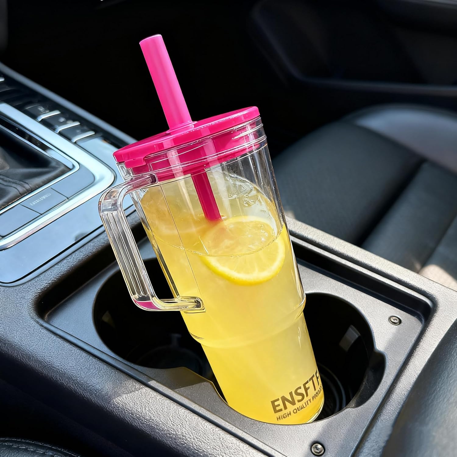 40oz Insulated Blue Tumbler with Handle and Lid & Straw, Reusable Travel Mug for Clod and Hot Drinks, Double-Wall Plastic Water Bottle,Crystal-Clear,Car Cup Holder Fit, Leakproof,BPA-Free - Image 8