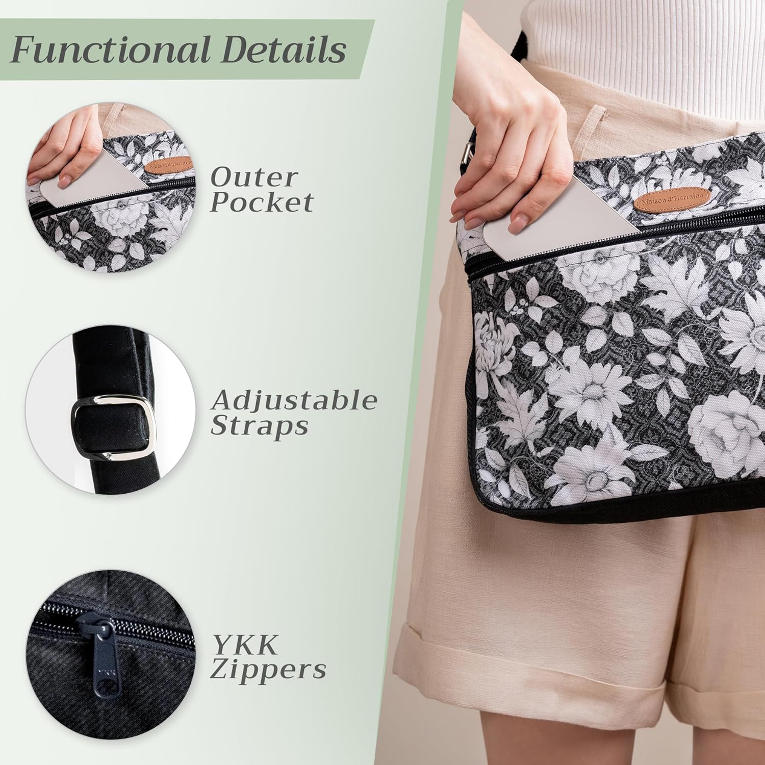 Maison d' Hermine Cross Body Bags for Women Cotton Canvas Shoulder Bag for Travel Tote purse Sling Bag Spring Summer