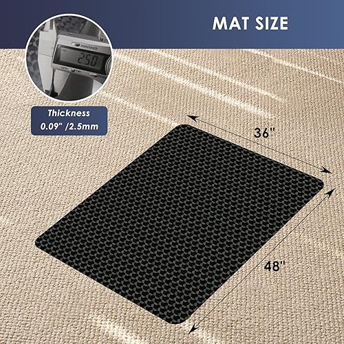 Miniatura 7 de Vicwe Tapete para silla de oficina, 48 x 36 pulgadas, antideslizante, impermeable, protector de suelo, tapete para sillas rodantes, tapete