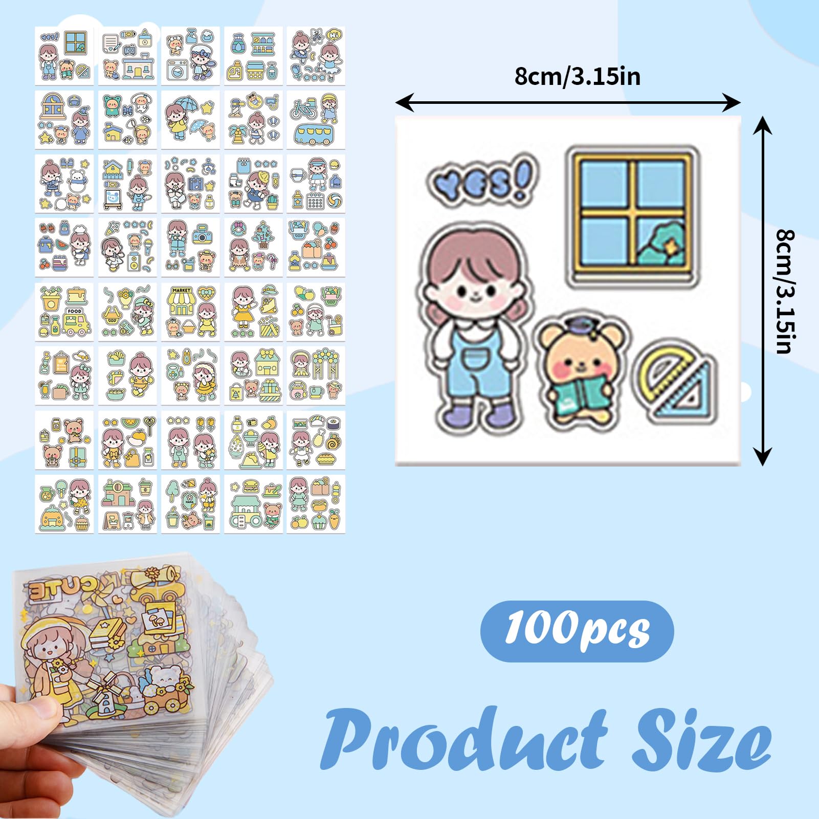 Yoofun-Pegatinas Decorativas Para Bloc De Notas, Papel Washi, álbum De Recortes Para Diarios, Revistas, Y