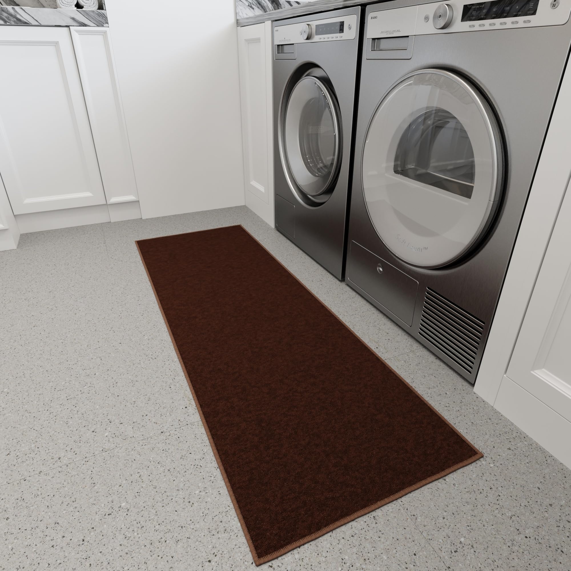 Ottomanson Tapis de couloir collection Ottohome dos en caoutchouc uni 67 cm x 183 cm marron