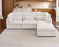 Vista 21 de Sofá modular de gran tamaño, sofá seccional de pana Cloud extra profundo con diván otomano chaise, sofá cama de chenilla esponjosa de 8 plazas