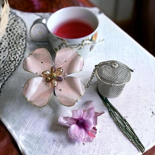 Miniatura 3 de STUDIO A Infusor más empinado de té de hojas sueltas con filtro de acero inoxidable para té suelto y especias, colador de té con flor de metal hecha