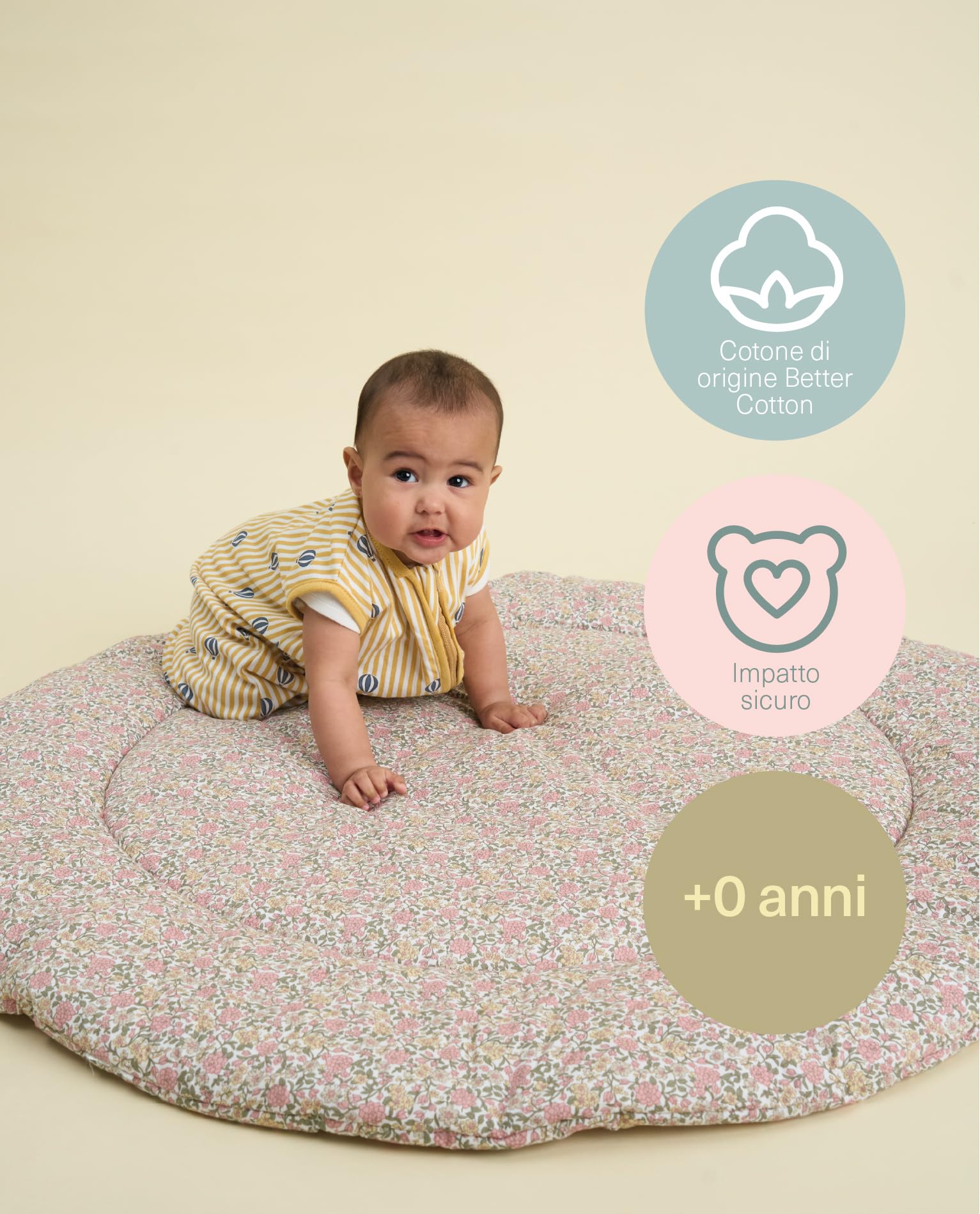Molis&co – Play Mat for Children and Babies 100 x 5 cm – Soft Children's Rug – Foldable and Reversible and Washable Baby Play Mat – 100% Cotton (OEKO-TEX 100) – Peony - 3