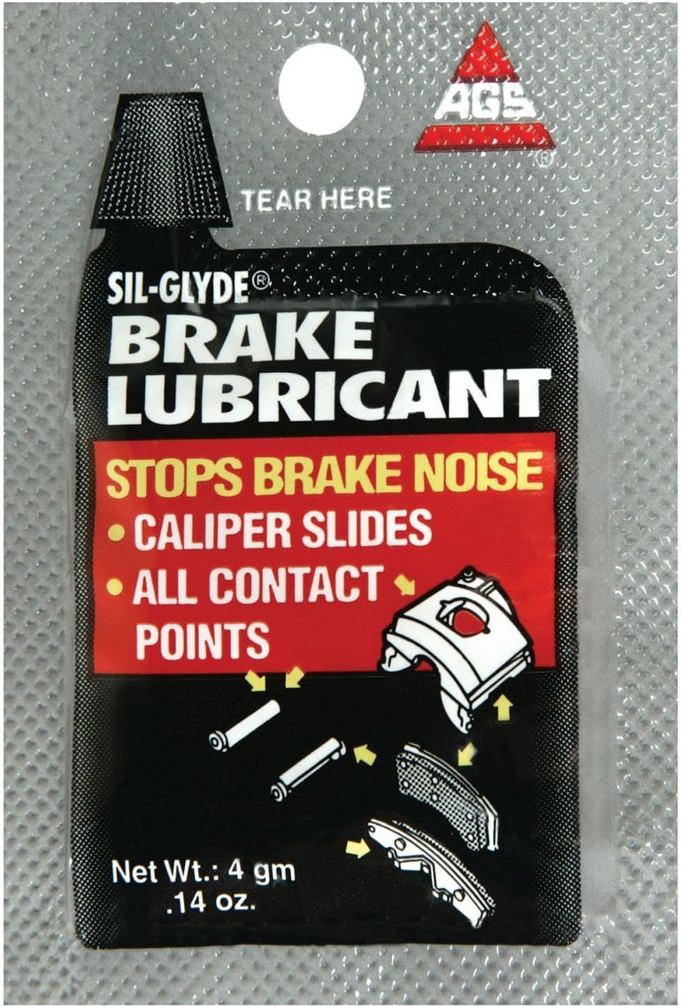 AGS SIL-Glyde Brake Lubricant, Single-Use 4g Pouches, Pack of 100 (BK-1-100)