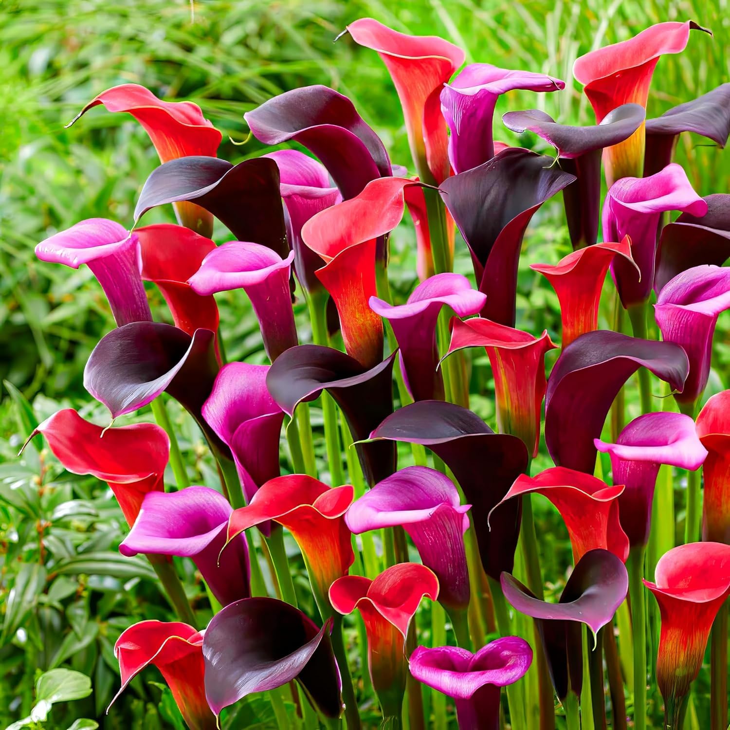 Colección de bulbos de flores de lirio de cala morado, negro y rojo, bulbos de Zantedeschia, 5 piezas reales y grandes que tienen más de 5 flores, ideales para la maceta, de Holanda