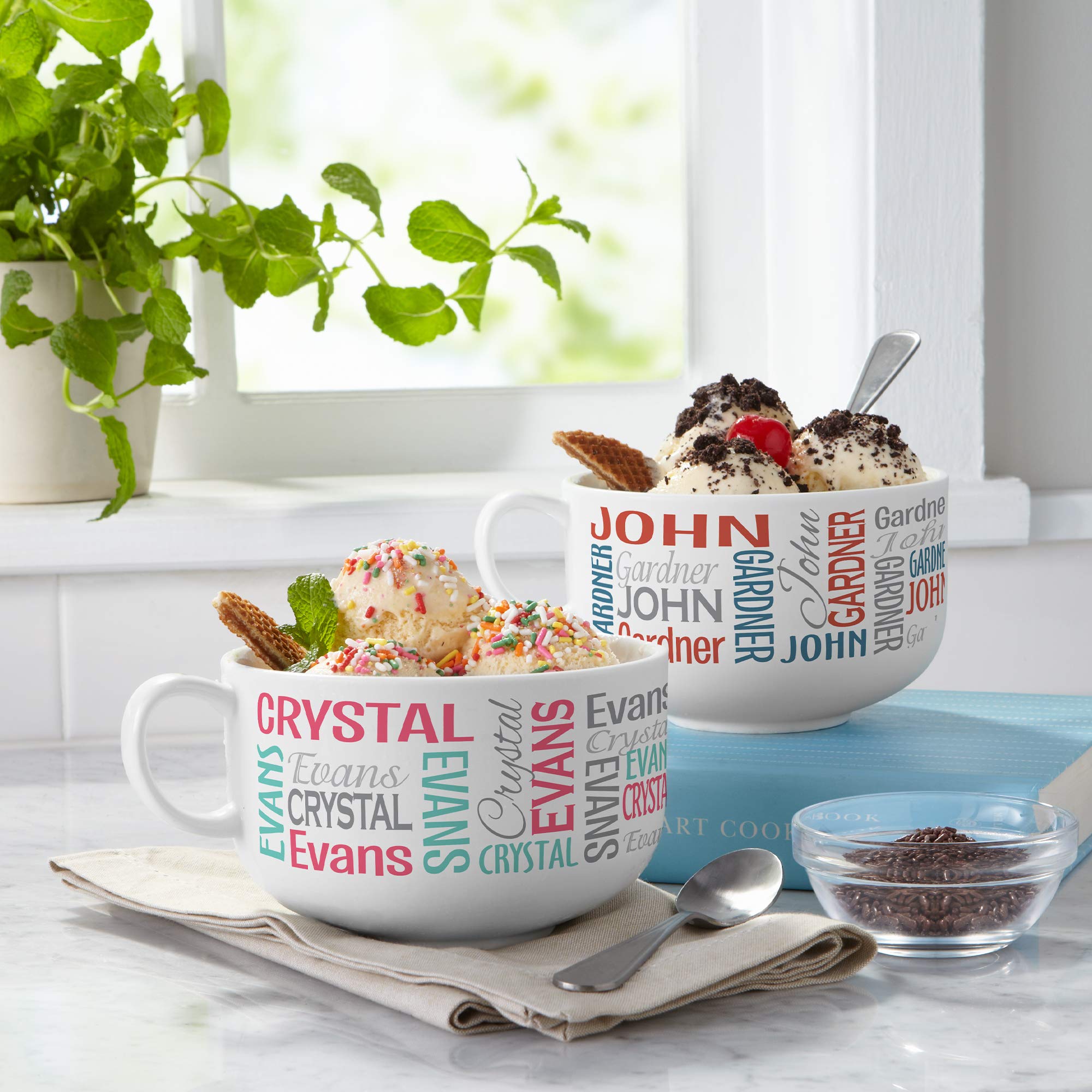 Let's Make Memories Personalized You Name It! Signature Bowl - Porcelain Bowl - Gray - Customize with First & Last Name - Holds 32 oz.