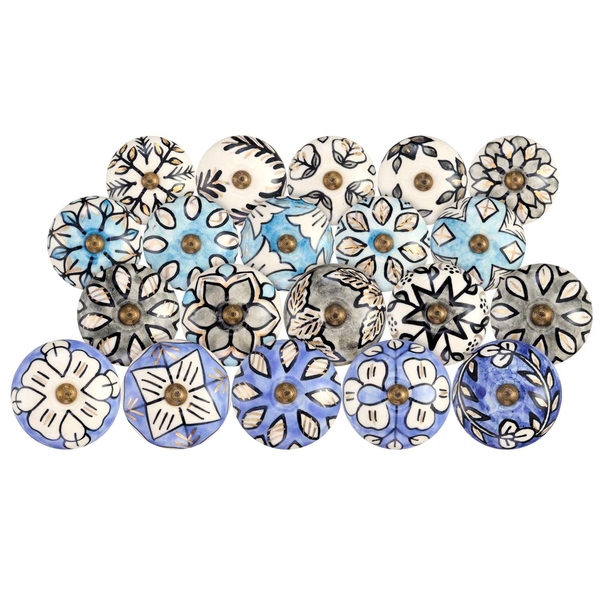 möbelknöpfe keramik mehrfarbig handgemalt, kommode knöpfe ethnisch vintage mit golddetails, türknöpfe für küche und schränke im mediterranen stil handgefertigt
