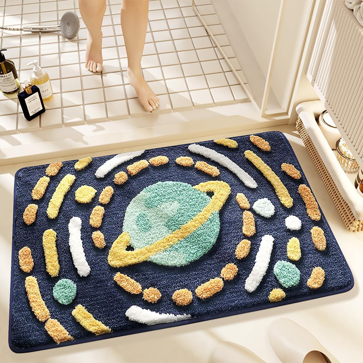 Planets Bathroom Mat Soft Fluffy Absorbent Rug Non-Slip and Machine Washable Carpet for Bathroom, Sink and Bedroom (Gravity Planet, 31"x20")